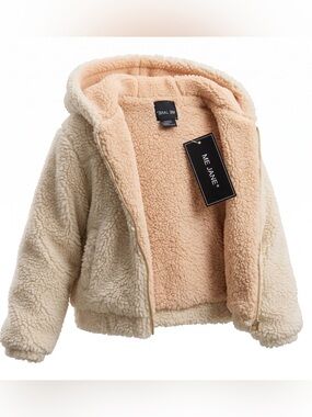 Me Jane Girls Size 14 Sherpa Teddy Hooded Jacket NWT Cream Tan